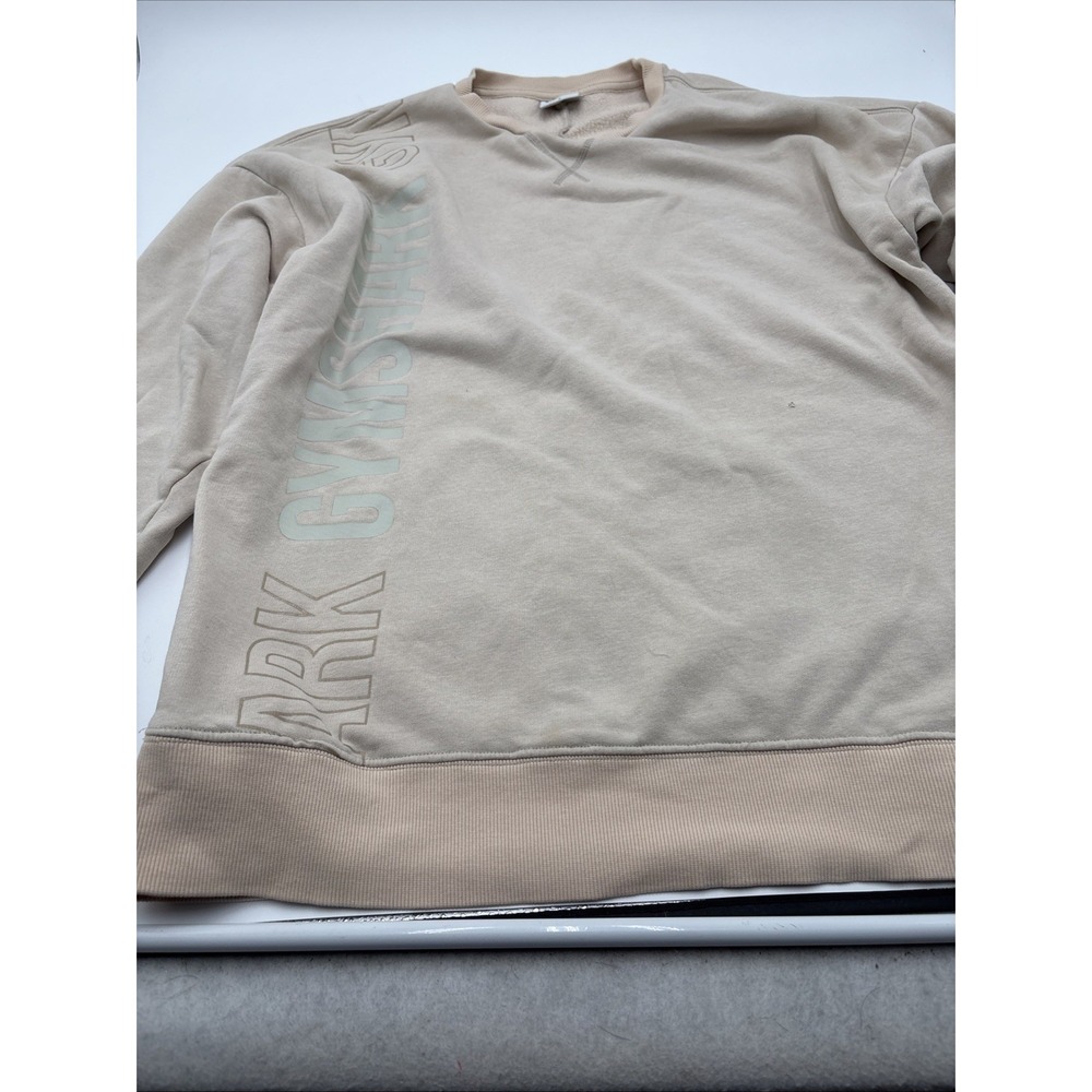 Gymshark Women's Oversized Sweat Shirt Beige Size Small Long Sleeve 85% Cotton - Picture 2 of 14